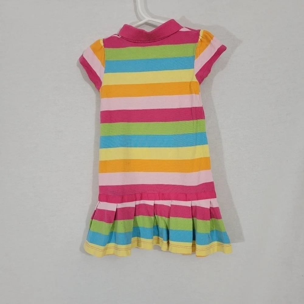 Carter's Rainbow Striped Peplum Ruffle Polo Dress